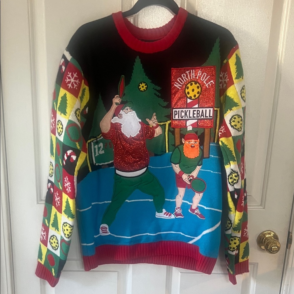 North Pole Pickleball Christmas Sweater - Multicolor